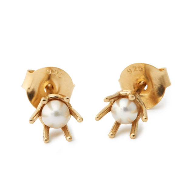One Pearl Ohrringe goldplattiert I Weiße Perlen