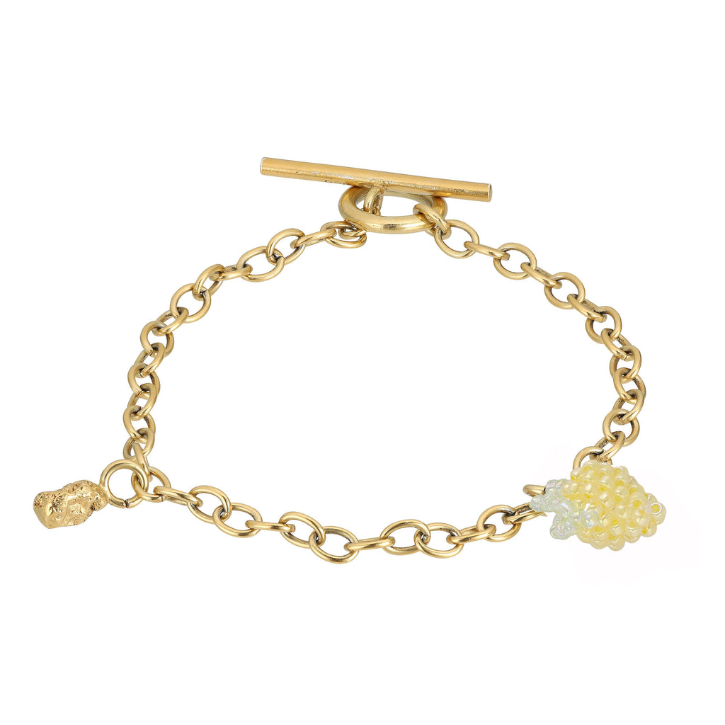 Blop and Limon Bracelet Gold Plated, Yellow Beads