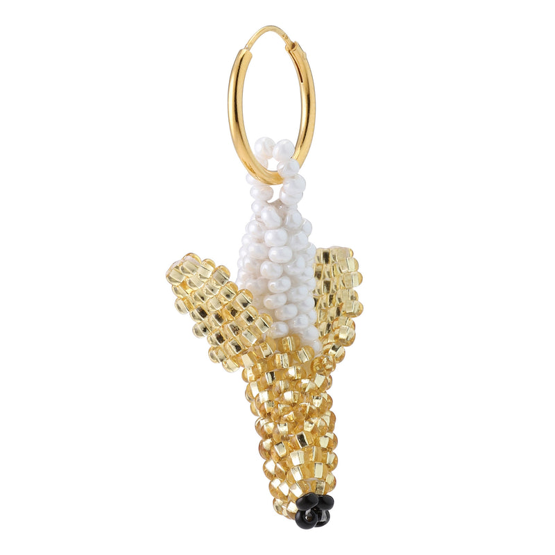 Gold Banana Earring Gold Plated, Yellow Beads
