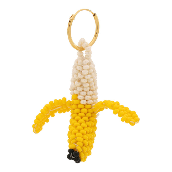 Banana Earring Gold Plated, Yellow Beads