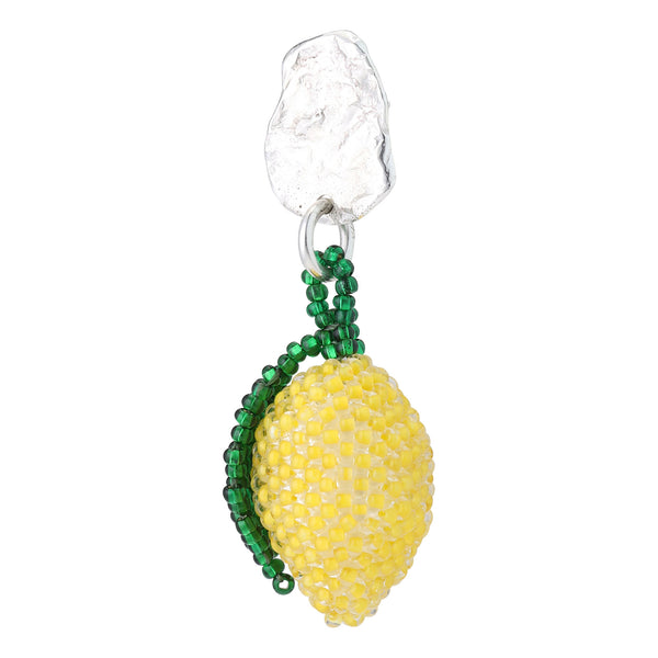 Lemon Blob Earring Silver, Mixed coloured Beads