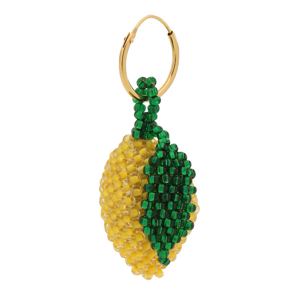 Lemon Earring Gold Plated, Mixed coloured Beads