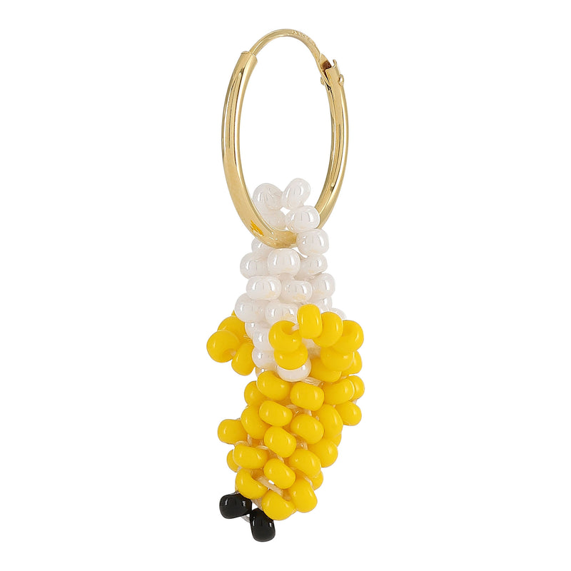 Mini Banana Earring Gold Plated, Yellow Beads