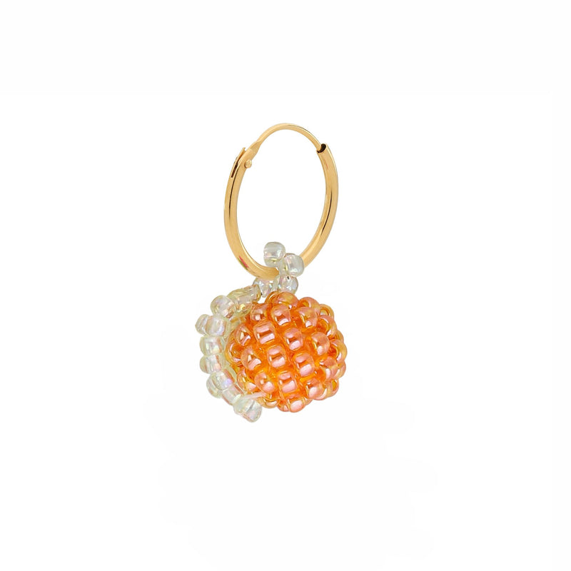 Mini Shiny Orange Earring Gold Plated, Orange Beads