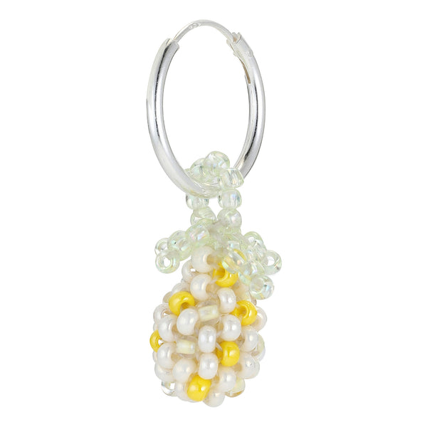 Mini Pale Pineapple Earring Silver, Yellow Beads
