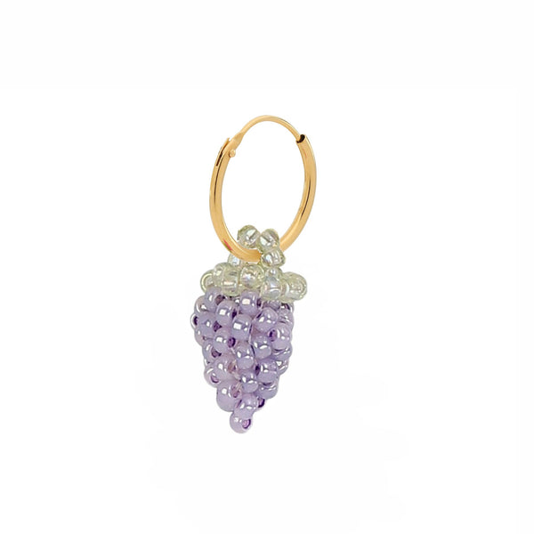 Mini Pale Grape Earring Gold Plated, Purple Beads