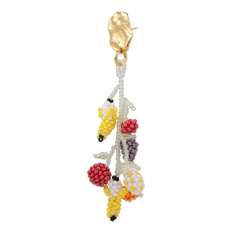 Fruit Salad Blob Earring Gold Plated, Mixed coloured Beads