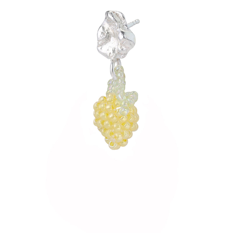 Tiny Blob Lemon Earring Silver, Yellow Beads