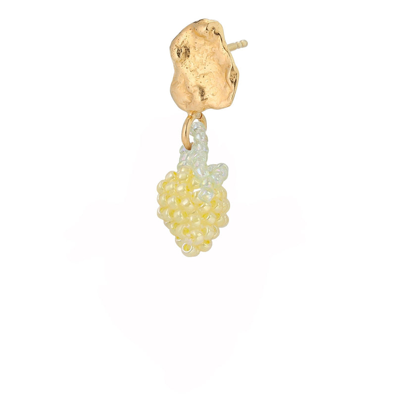 Tiny Blob Pale Lemon Earring Gold Plated, Yellow Beads