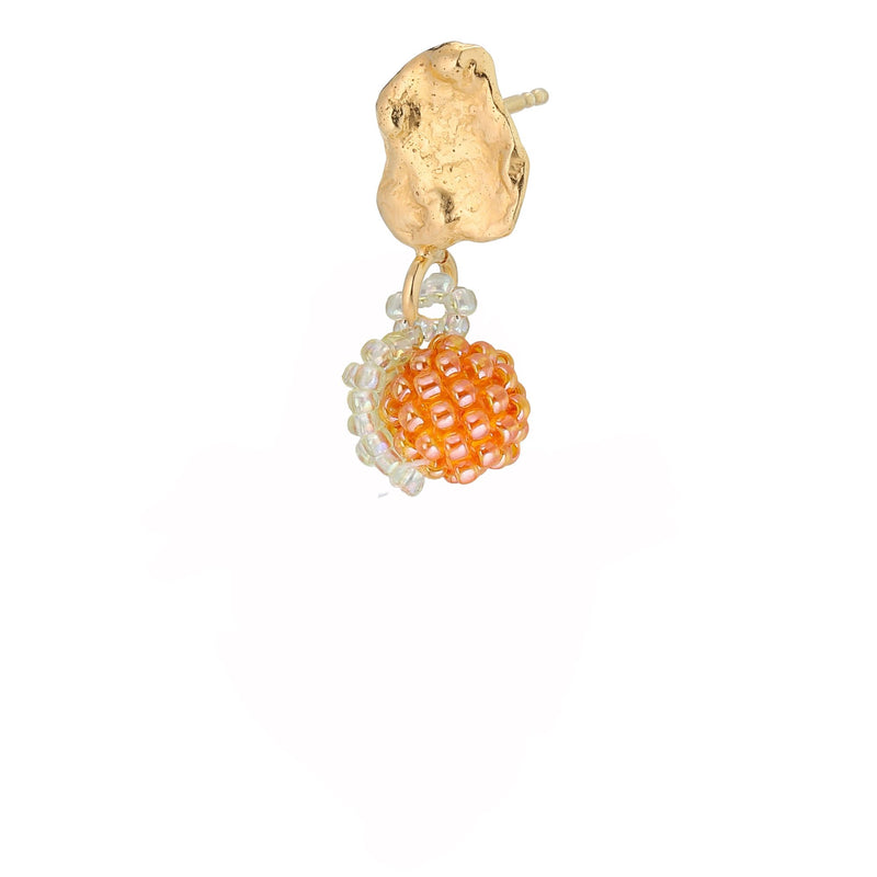 Tiny Blob Orange Earring Gold Plated, Orange Beads
