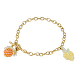 Orange and Lemon Bracelet Gold Plated, Orange and Yellow Beads