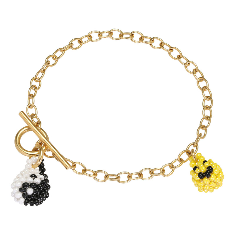 Emotions Bracelet Gold Plated, Yellow and Black Beads