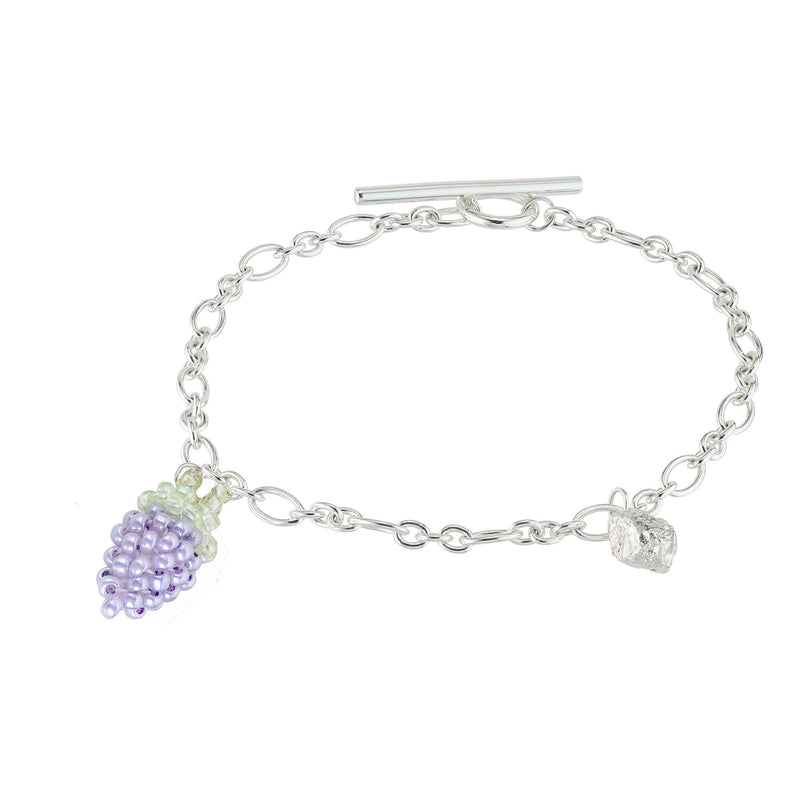 Blop and Grape Bracelet Silver, Purple Beads
