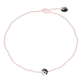 Simple Yin Yang Necklace Pink Beads