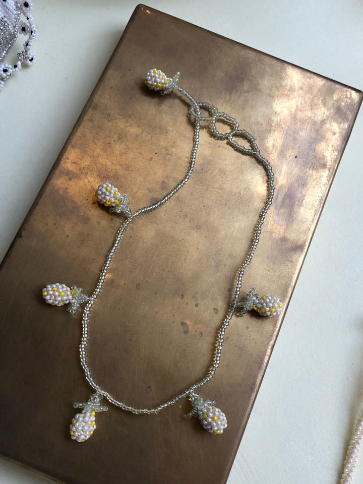 Pale Pineapple Necklace White Beads