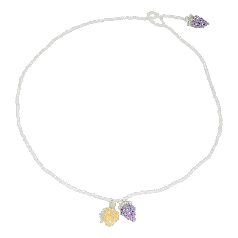 Simple Lemon and Grape Necklace Yellow and Purple Beads