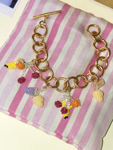 Chunky Fruit Salad Bracelet Gold Plated, Mixed coloured Beads