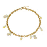 Medium Chunky Pineapple Necklace Gold Plated, White Beads