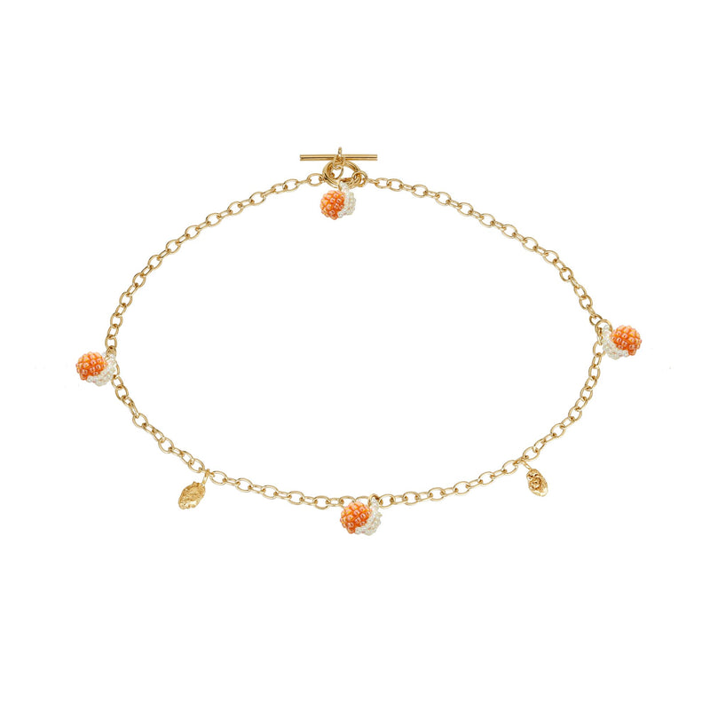 Oranges Blob Necklace Gold Plated, Orange Beads