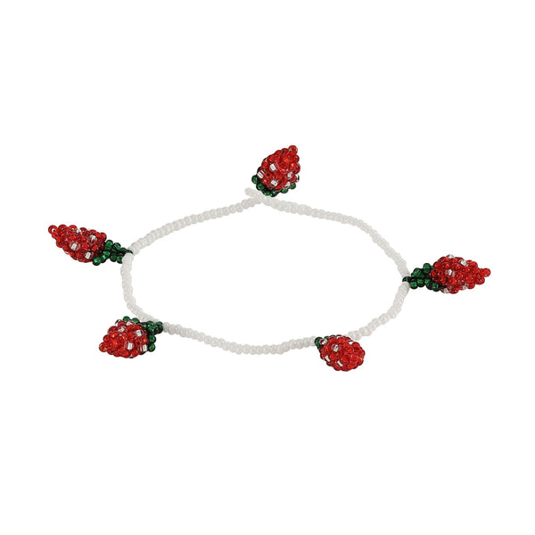 Strawberry Bracelet Red and White Beads