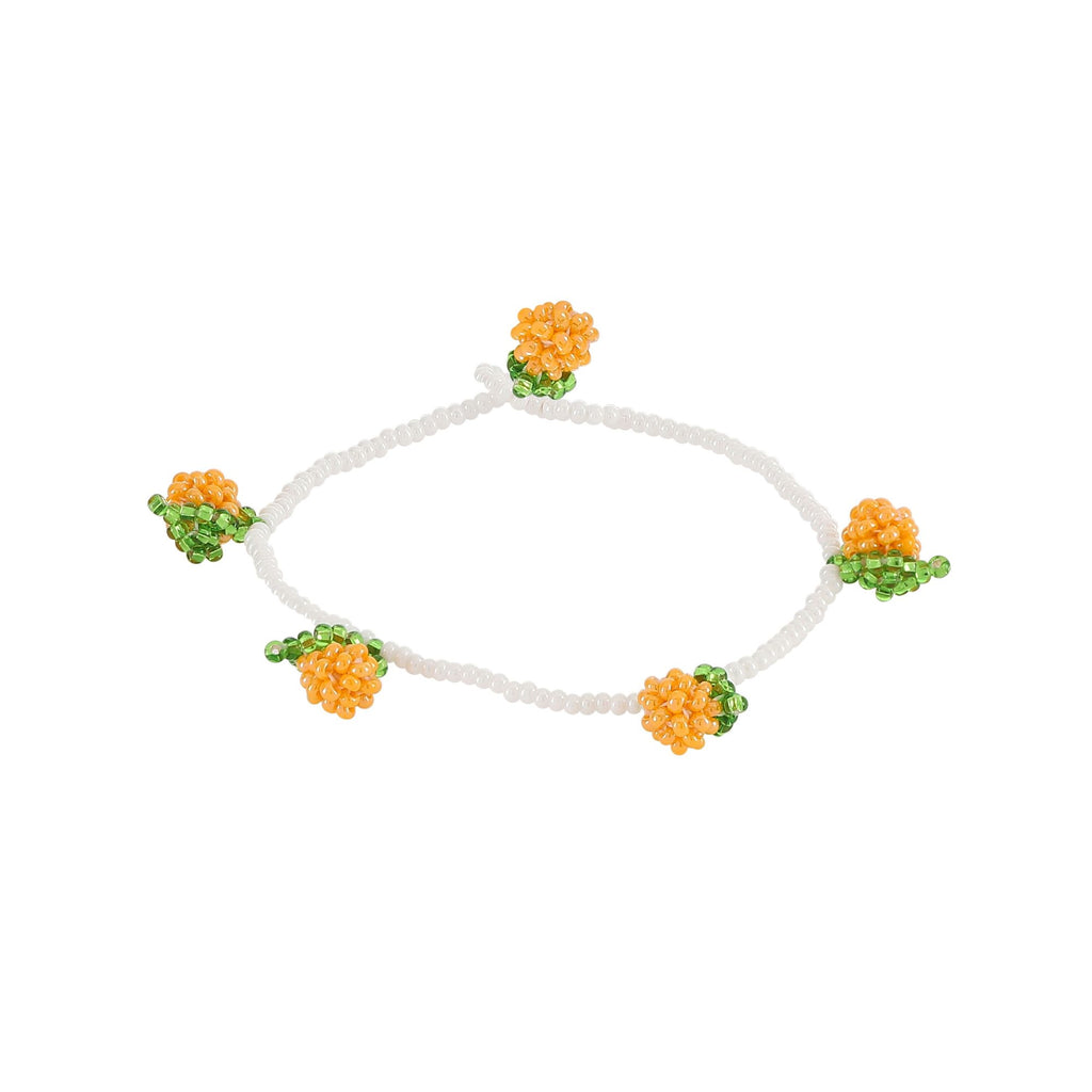 Orange Bracelet Orange and White Beads