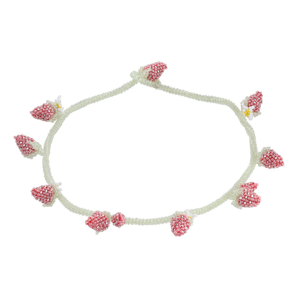 Peyote Strawberry Halskette I Weiße und rosa Schmuckperlen