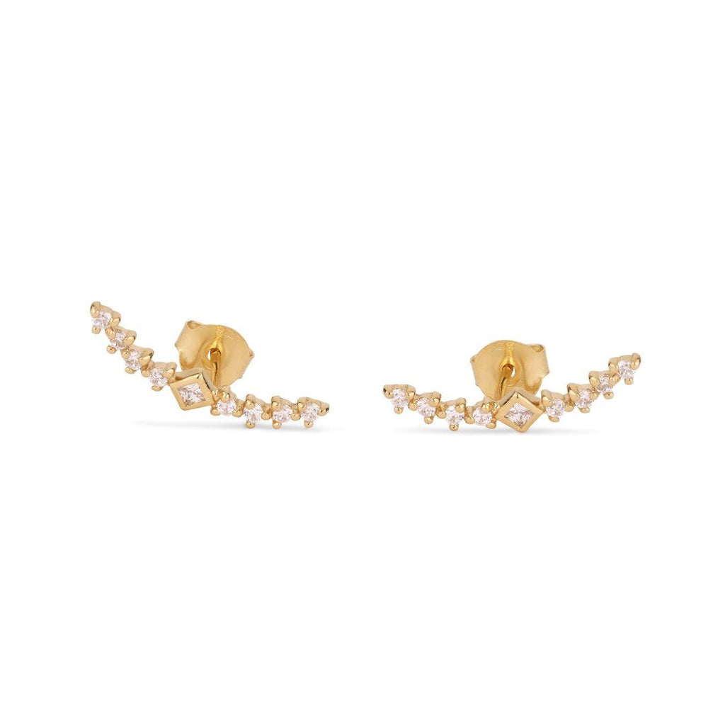 Super Nova Gold Plated Earring w. Zirconias