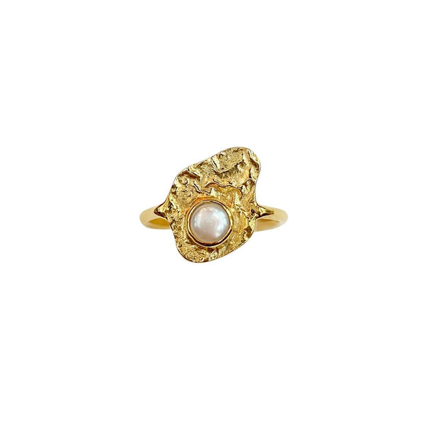 GEMMA Gold Plated Ring w. Pearl
