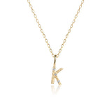 Letter K 10K Gold Pendant w. Diamonds