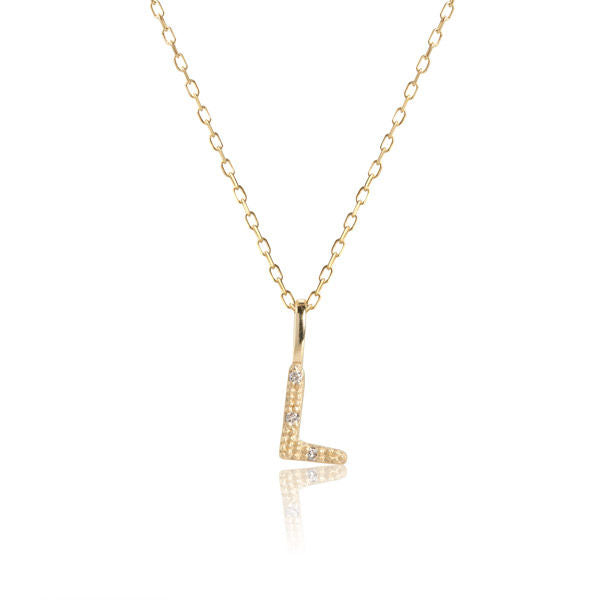 Letter L 10K Gold Pendant w. Diamonds