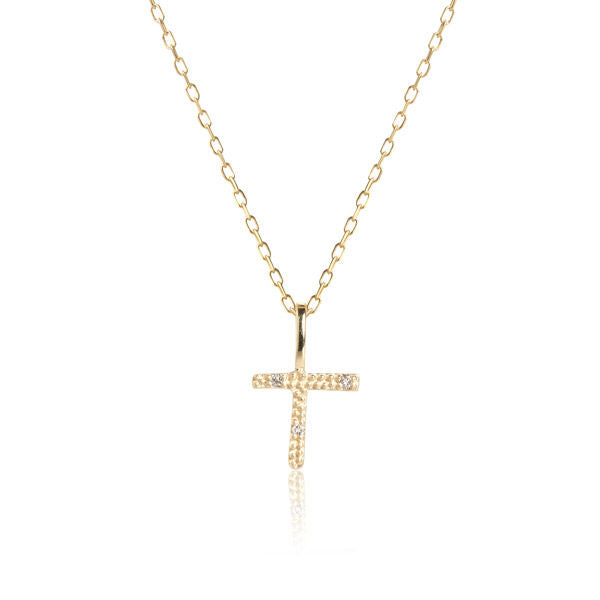Letter T 10K Gold Pendant w. Diamonds