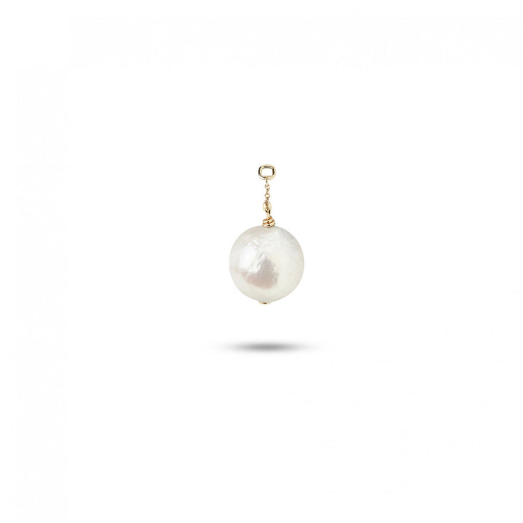 Rainbow 0,5 cm 10K Gold Earring-Pendant w. Pearl
