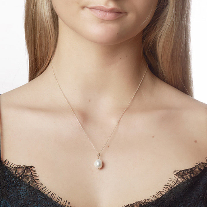 Rainbow Baroque 10K Gold Pendant w. Pearl