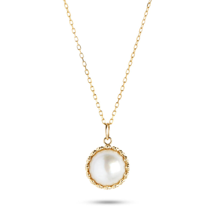 Dome 10K Gold Pendant w. Pearl