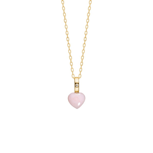 10K Gold Heart Pendant w. Opal & Diamond