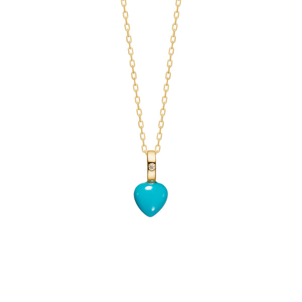 10K Gold Pendant w. Turquoise & Diamond