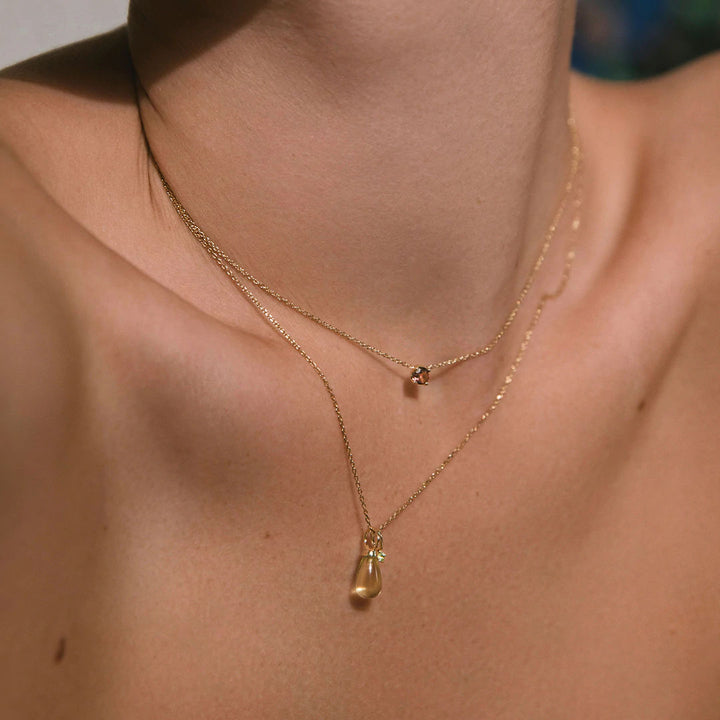 Lemon 10K Gold Pendant w. Quartz