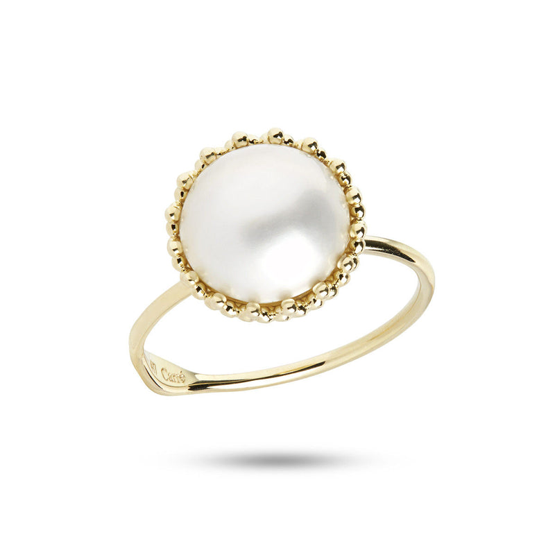 Dome 10K Gold Ring w. Pearl