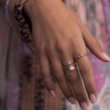 Twist Pink 10K Gold Ring w. Sapphire