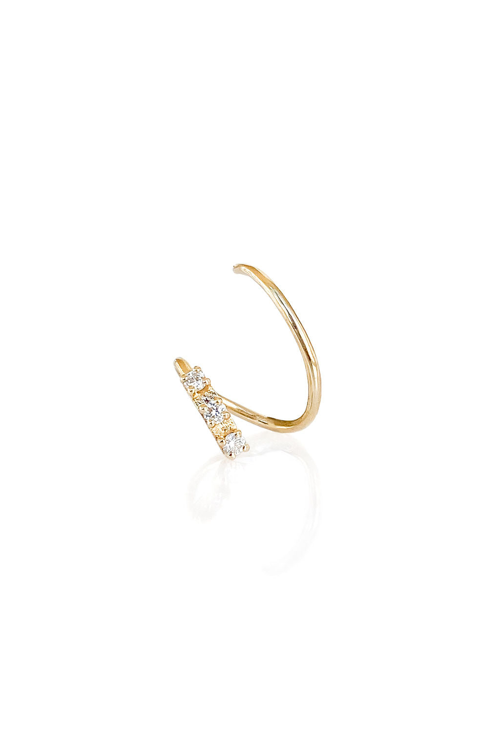 Triple Tag Snake 18K Gold Earring w. Diamonds