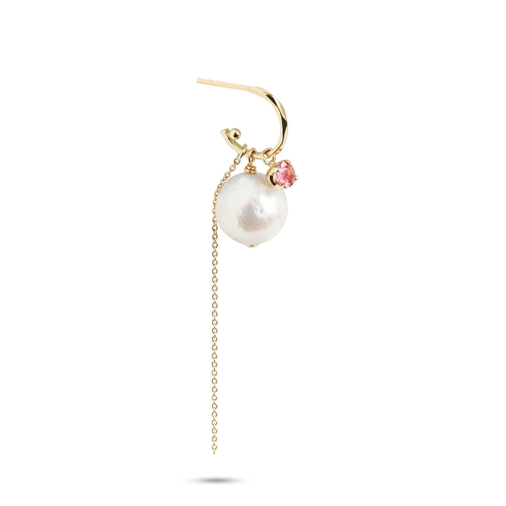 Rainbow 10K Gold Earring-Pendant w. Pearl