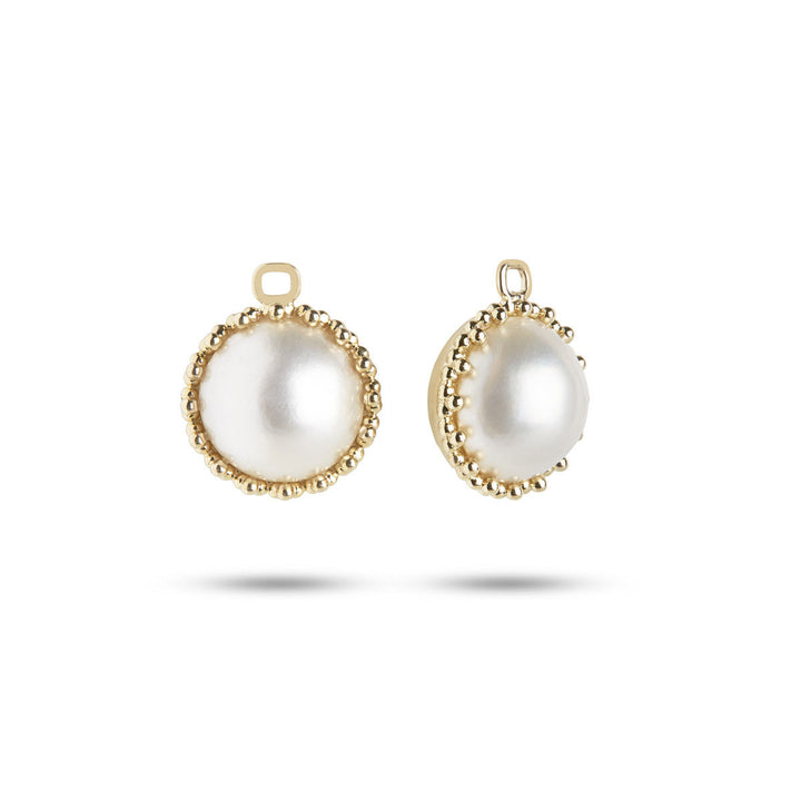 Dome 10K Gold Earring-Pendant w. Pearl