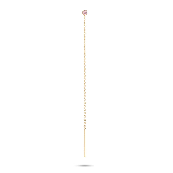 Rainbow Chain Pink 10K Gold Stud w. Tourmaline