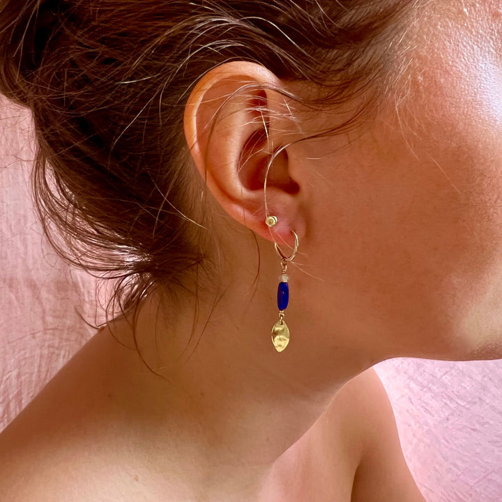 Tanya 14K Goldfilled Hoop w. Lapis & Prehnite