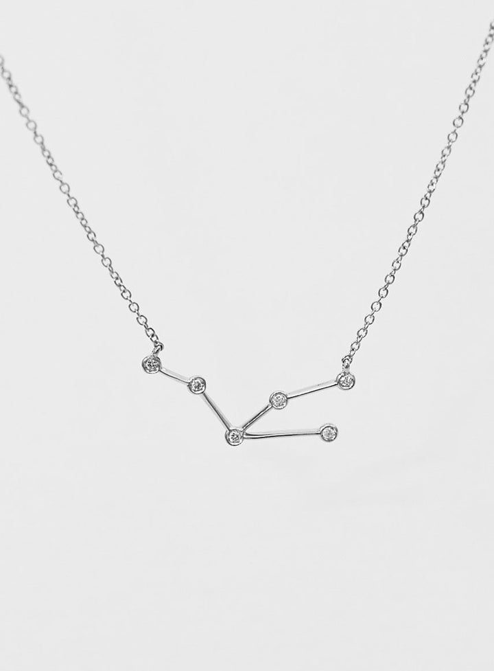 Star Sign Taurus 18K Hvidguld Halskæde m. Diamant