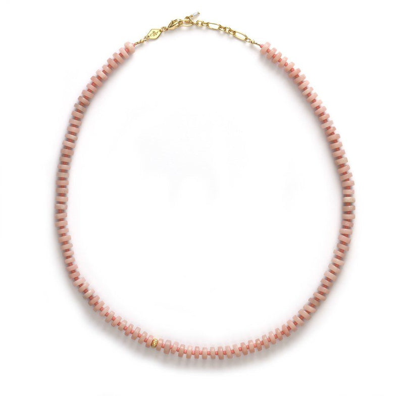 The Big Pink Gold Plated Necklace w. Opal & Beads