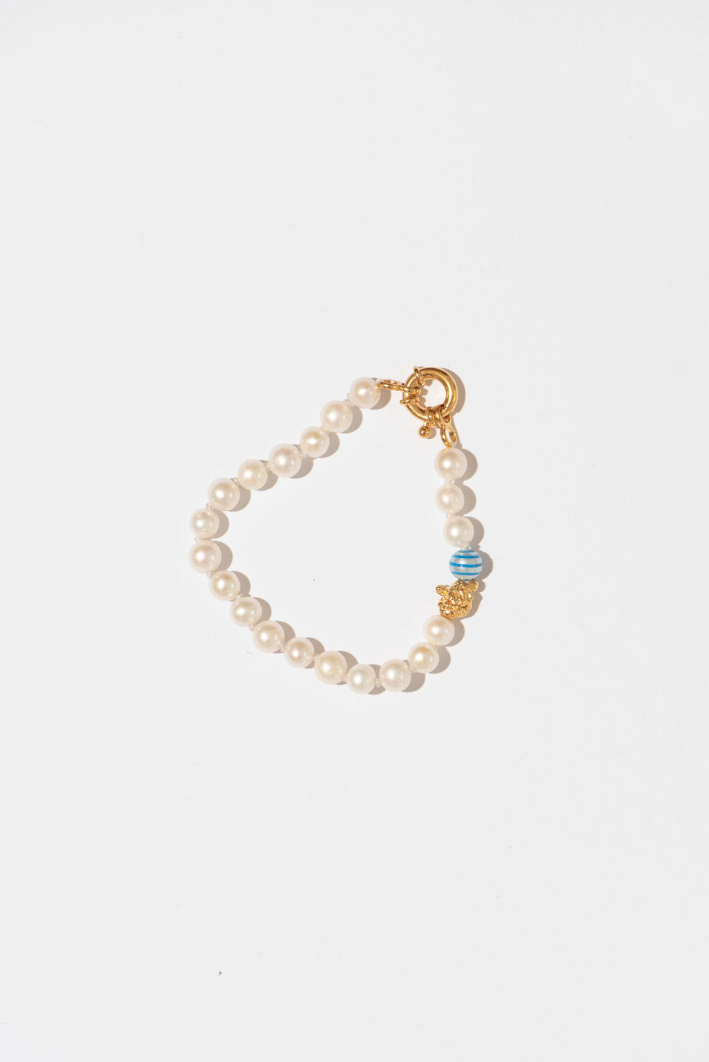 The Classic Blue Stripes Forgyldt Armbånd m. Perler