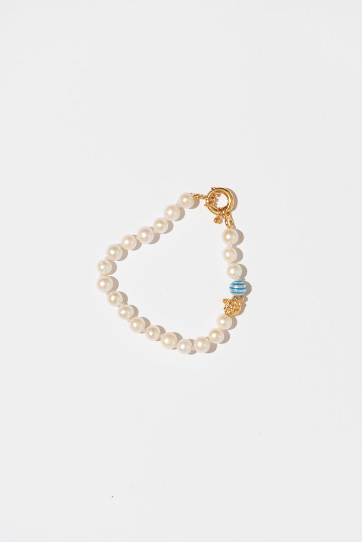 Das klassische Blue Stripes Gold Platted Armband W. Perlen