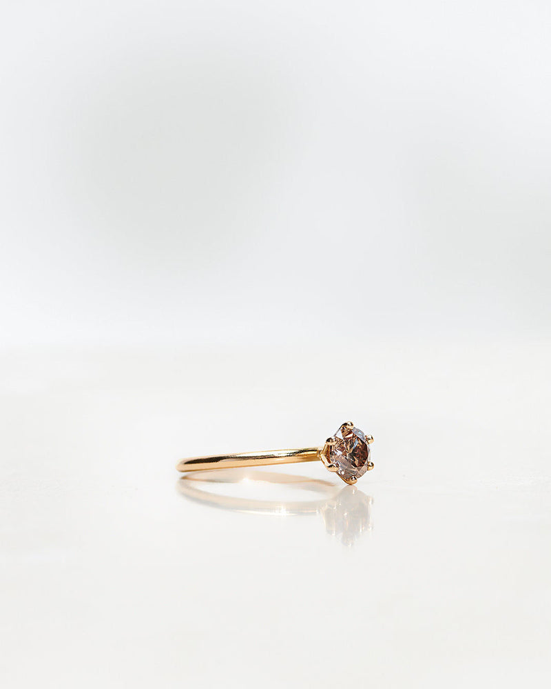 The Solitaire Goldring aus 18K Weißgold oder Rosegold I Chocolate Diamant