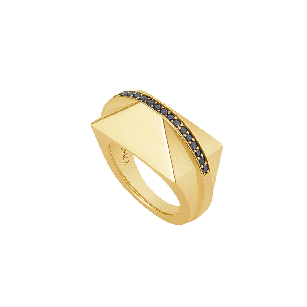 Icon Shard 18K Gold Plated Ring W. Diamant